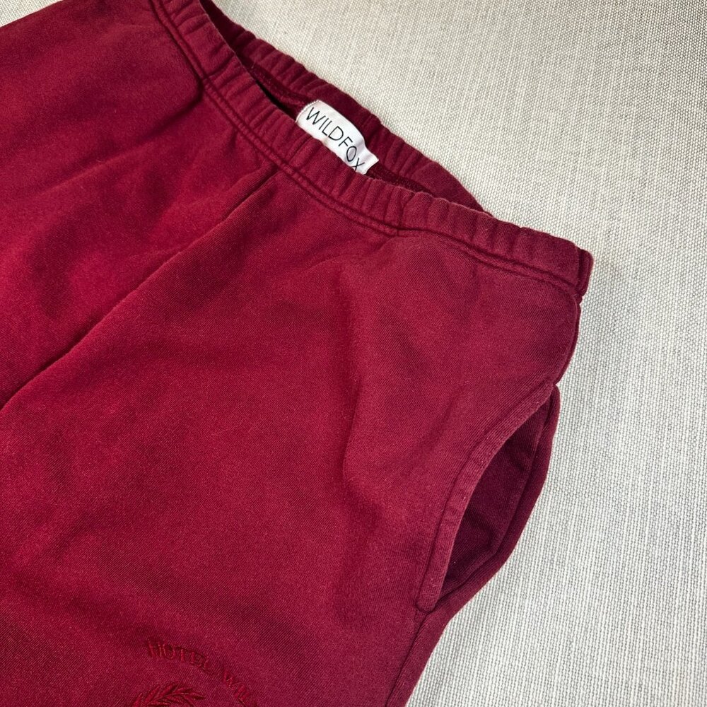 Hotel Wildfox Burgundy Lounge Set - Cozy Sweatshirt & Joggers Sweatpants Medium - Picture 6 of 7